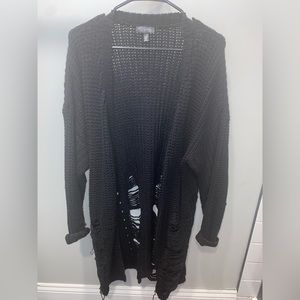 Black knit destructed cardigan! 2X